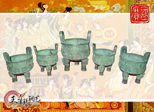 銅鼎，銅五鼎，中國鼎，佛像用鼎